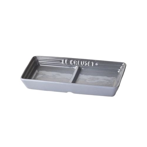 XUJUAN-0227 Ensaladera Plato de Rejilla for mojar, Plato for condimentos, cerámica, Verduras encurtidas, bocadillos Separados, Salsa for Barbacoa(Grey)