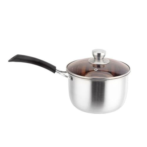 FUNOMOCYA 18cm Long Handle Stockpot Stainless Steel Soup Pot Cooking Pot Soup Pot Gas Stove Sturdy Lid