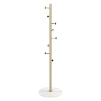 Adolif Metal Coat Rack Stand, Solid 304 Stainless Steel Coat Rack Freestanding, Pure Natural Marble Base, 8 Hooks Floor Hanger, Used In Bedroom Living Room Office To Hang Clothes, Hats, Bags