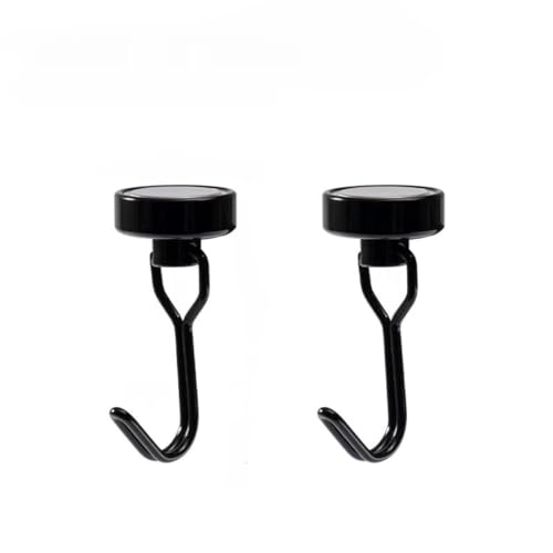 Copfeu Strong Magnetic Hooks for Hanging. Up to 8.8 lbs. Set of 2Pack Silvery Black White Magnet Hooks Heavy Duty Magnets Rotating Swivel Style Magnet Hook for Refrigerator, Locker etc (Black)