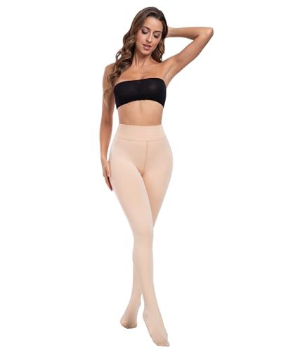 Image of ATHVOTAR Fleece Lined Winter Tights Women - Thermal Warm Opaque Pantyhose Thick Sheer Leggings Solid Skin Medium /Large