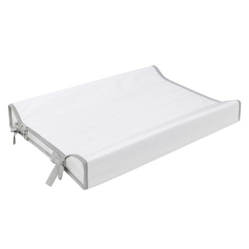 Trocador Americano Para Comoda Bebe Fralda Impermeável Anatomico com Abas Portátil Com Zíper Branco Com Cinza (65cm x 45cm)