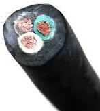 50' 10/3 SOOW SO Portable Power Cord Cable UL Approved, 10 AWG 3 Conductor Heavy Duty Rubber Cable, 600V, Black, Flexible