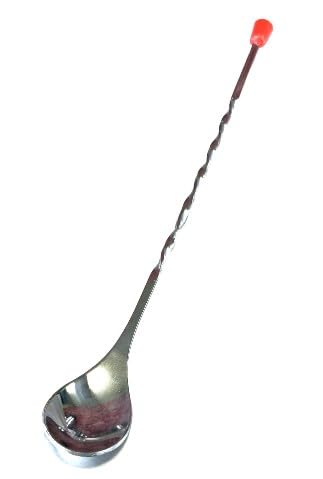 Rattleware Cuchara giratoria de 11 pulgadas, cuchara de barra de acero inoxidable, cuchara de mezcla trenzada de mango largo, paquete de 12