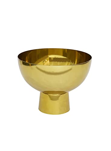 Serene Spaces Living Large Gold Pedestal Bowl, Decorative Compote Bowl Vase For Centerpiece, Metal Vase For Home Decor, Wedding, Parties, Floral Arrangements, Measures 7" Diameter & 5.5" Tall #TOP7