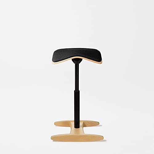 Image of Fully Tic TOC Rocking Stool - Natural Beechwood with Black Cushion