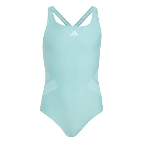 adidas Girl's Logo C-Back Swimsuit Kids, Mint ton, 7-8 Years