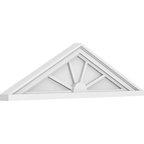 34"W x 9-1/2"H x 2"P (Pitch 6/12) Peaked Cap 4 Spoke Architectural Grade PVC Pediment