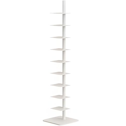 Estante giratorio de metal blanco para almacenamiento moderno de libros