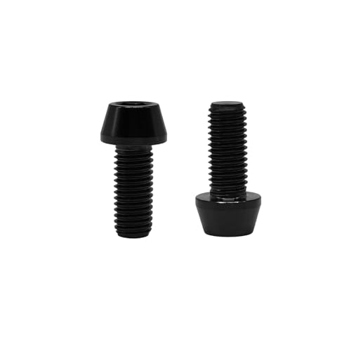 Image of RISON Titanium Bolts Ti Bolt M5*0.8 * 12 Hex Tapered Socket Head 5Pcs Black Titanium Hex Tapered Head Bolt Screw for Bike stem