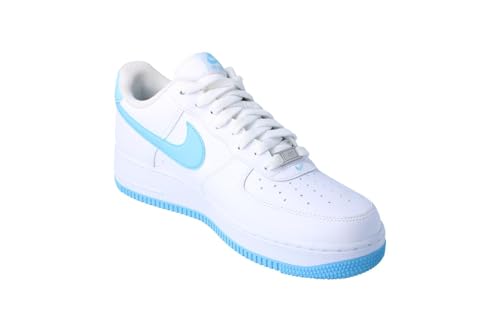 Nike Air Force 1 '07 Men's Shoes (FQ4296-100, White/White/Aquarius Blue) Size 114