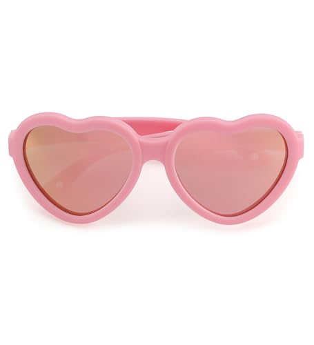 Image of Flexible Heart Shaped Baby Polarized Sunglasses with Strap Adjustable Toddler & Infant Age 0-24 Months