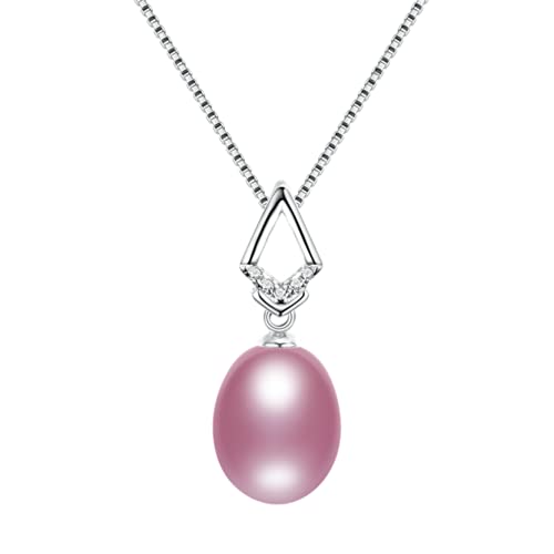 Pendentif perle de culture d'eau douce naturelle et zircon, joaillerie fine pour femme