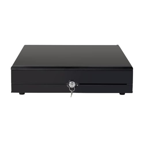 KFGISD, Cajón individual for caja registradora con ranuras frontales grandes for medios y compartimento extraíble for monedas for pequeñas empresas, Cajas de Supermercado(Noir)