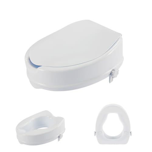 Rehausseur wc adulte - 10cm Réhausseur senior, Siège de toilette surélevé, Pour personnes agées, Mobilité réduite, Capacité de charge de 100 kg