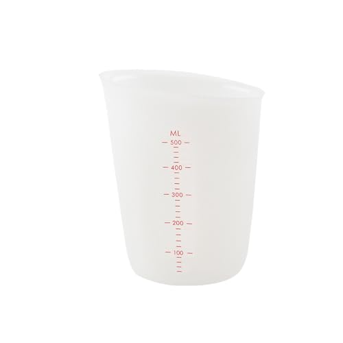 SUPVOX 500Ml Silicone Measuring Cup with Visible Graduations Lightweight Semi-Transparent Liquid Container for Kitchen Lab Resin Mixing and Precise Dosage