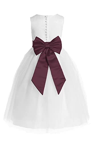 Sweet Kids Satin Preformed Bow Adjustable Sash Belt Burgundy L/Girls 7-122