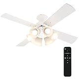 ぼん家具 シーリングファンライト LED 木製 DCモーター 静音 E26 6灯 15畳 12畳 4枚羽根 風量調節 リバーシブル羽根 リモコン付き 北欧 おしゃれ 省エネ ホワイト