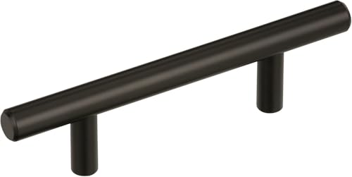 Image of Amerock 3 inch Bar Pulls Black Bronze Drawer Pull | 3 inch (76mm) Center-to-Center Mounting Distance and 5-3 /8 inches Overall Length, Durable Carbon Steel Cabinet Hardware