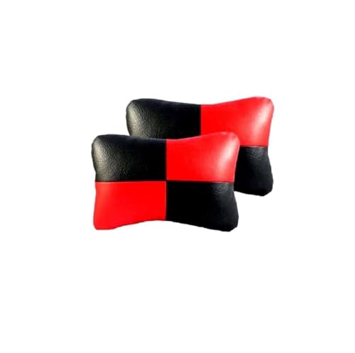 Image of ADWAIT Car Sqaure RED Black Faux Leather Neck Rest for Chevrolet Sail UVA