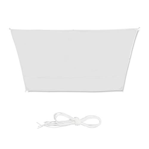 Relaxdays Sonnensegel Trapez, wasserabweisend, UV-beständig, Spannseile, Terrasse, Balkon, Pool, Maße 3x4x2x2 m, weiß