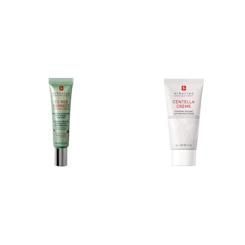ErborianSet of 2 products: 1 CC Red Correct Anti-Redness Tinted Cream + 1 Centella Cream with Centella Asiatica and Hyaluronic Acid - White - Korean Cosmetics