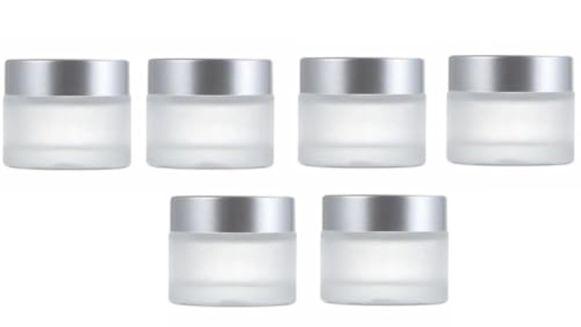 30gm Pack of 6 Frosted Glass Jars with Silver Lids