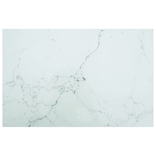 homiuse Tablero de Mesa Vidrio Templado diseño mármol Blanco 100x62 cm Tablero para Escritorio Es Ideal para Mesas De Comedor Mesas De Centro Mesas De Jardín Alta Dureza Seguro Y Duradero