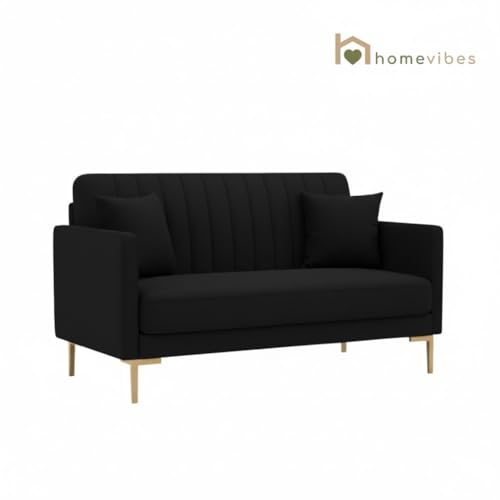 Image of 3+2 Seater Velum Fabric Sofa Set for Living Room, Modern Design with High Density Foam, Solid Wood Frame, Ergonomic Comfortable Seating for Home & Office (Black, 3+2 Seater) | Soft foam comfort, Strong wood frame