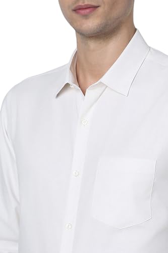 Image of Peter England Men's Classic Solid Full Sleeve Slim Fit Shirt | Wonder Fabric | Cotton Rich | Pin Point Oxford
