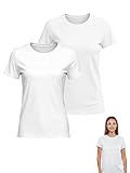MAGIC SELECT Pack de 2 Camiseta Básica para Mujer. Camiseta Casual de Algodón de Manga Corta, Ajuste Estándar. Camiseta de Cuello Redondo para Mujer. Talla XL