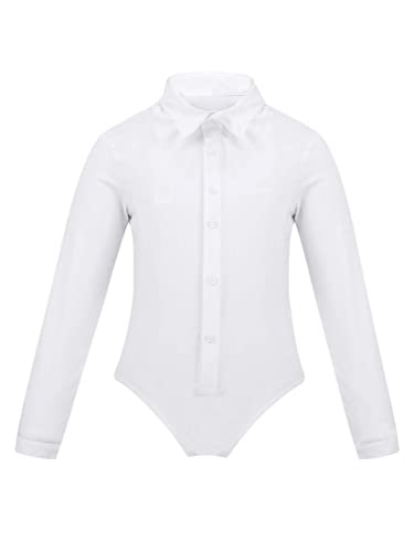 Easyforever Boys' Kids Modern Latin Jazz Ballroom Salsa Dance Leotard Dress Shirts Romper Bodysuit With Bowtie Dancewear White 6 Years #TOP15