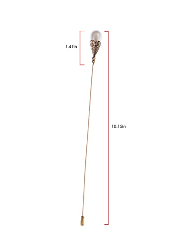 Image of Alilang Women's Hat Pin Long Handle Golden Jewelry Retro Hollow Out Faux Pearl Pins