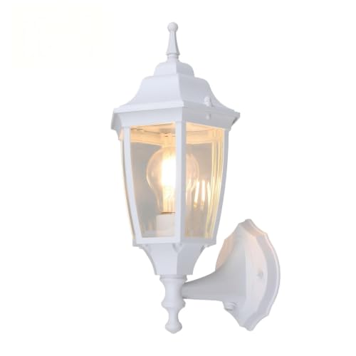 MULANDI Die-Cast Aluminum & Glass Dusk to Dawn Photocell-Controlled Outdoor Wall Light IP65 Waterproof Outdoor Light Fixture E26 Base (60W Max) Porch Light ETL UL CSA Qualified White