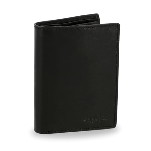 Gusti Leder Geldbörse Herren Macon I Geldbeutel aus Echtleder - Schwarzes Portmonee Herren Leder mit Münzfach & Kartenfächern im Hochformat