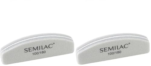 Semilac Lima de uñas Media Luna Mini 100/180 para manicura y pedicura alisa gel natural y uñas acrílicas (Paquete de 2)
