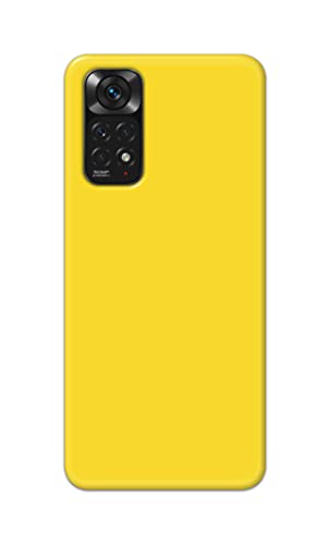 Image of Printed Hard Back Cover Case for Mi Redmi Note 11 4G Back Cover (Plain Yellow) -1803