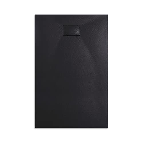 EMKE Receveur de douche 140 x 90 cm - Antidérapant - En SMC - 90 mm - Découpable - Rectangulaire - Noir