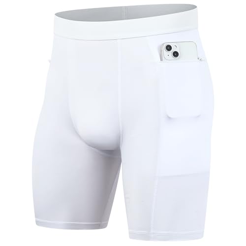 Men's Compression Shorts with Zipper Pocket Running Workout Athletic Underwear Spandex Sport Shorts