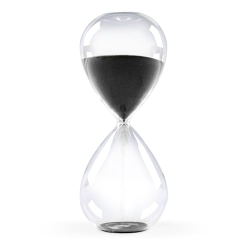GNEGNI LIFE Sablier 60 minutes - Sable noir - Sablier décoratif en verre - 1 heure - Grand sablier pour cuisine, maison, bureau, salle de classe, bureau,...