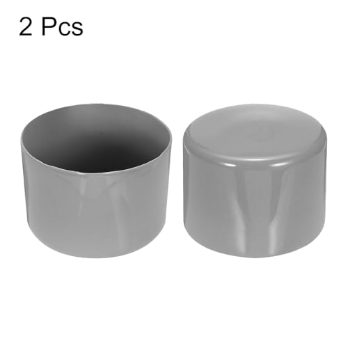 Image of uxcell 2pcs Rubber End Caps 60mm(2 3 /8 inch) ID Vinyl Round Tube Bolt Cap Cover Screw Thread Protectors Light Gray, 40mm Height