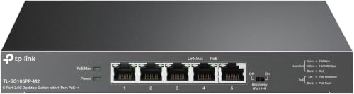 Image of TP-Link TL-SG105PP-M2 - 5 Port 2.5 Gigabit Switch, Multi-Gigabit, 4 PoE++ Ports @123W, Fanless Metal Design, Plug & Play, PoE Auto Recovery, QoS & IGMP, Free Expert Help (Pack of 10)