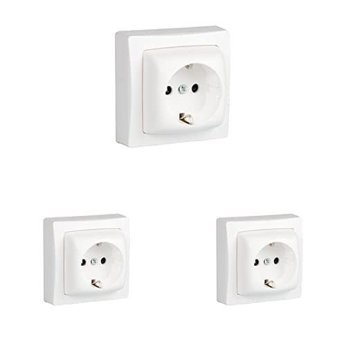 legrand 097380 Base de Enchufe Montaje En Superficie, 3680 W, Blanco, Paquete de 3 Cover