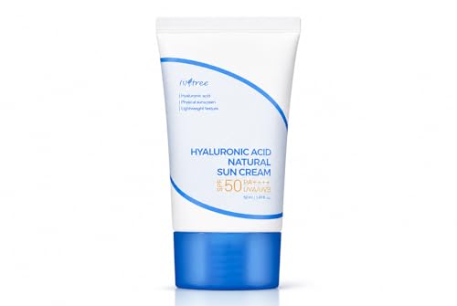 IsNtree Natural Sunscreen with Hyaluronic Acid SPF50+ PA++++ Physical Moisturizing Sunblock Non-Nano Sunscreen Reef Safe (50ml)