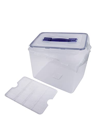 LocknLock HPL889 - Food Storage Container - Dishwasher and Microwave Safe - BPA Free - 100% Air and Water Tight -Clear/Blue - 12L