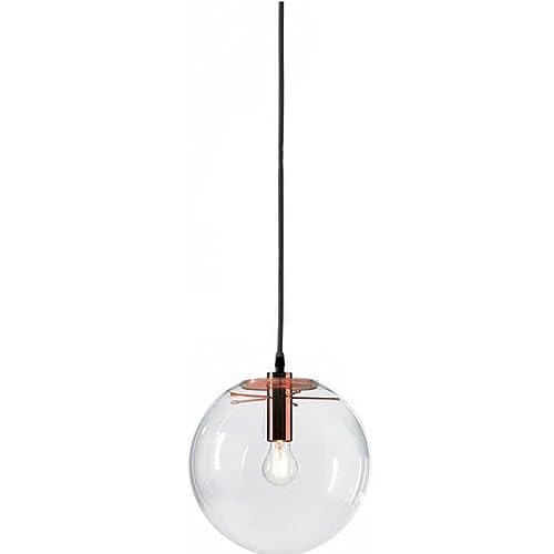 Lampe suspendue transparente en verre sphérique au design épuré et finitions haut de gamme