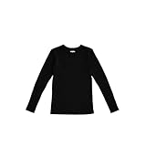 [ホカロン] あったかインナー レディース 長袖 綿混 リブ ブラック M