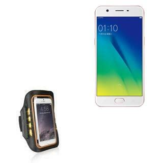 BoxWave Case for Oppo A57 (Case JogBrite Sports Armband, High Visibility Safety Light LED Runners Armband for Oppo A57, Oppo A57, A33 | A71 (2018) - Bold Orange