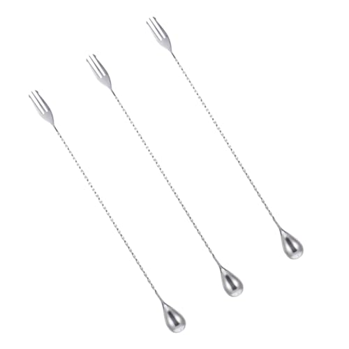 Mikinona Cuchara mezcladora de Acero Inoxidable cucharas de agitación Cuchara de Coctel de Bar Cuchara de Acero Inoxidable cucharas mezcladoras de Mango Largo Plata