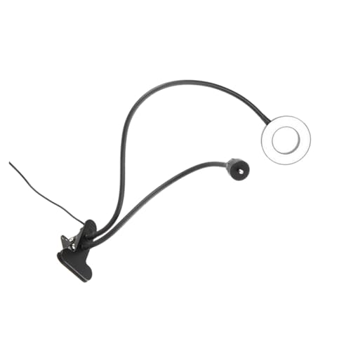 Veemoon Clip Type Ring Fill Lamp with Interface Sturdy Metal Clamp Tabletop Selfie Light for Live Streaming Video Recording and Wire Control Black